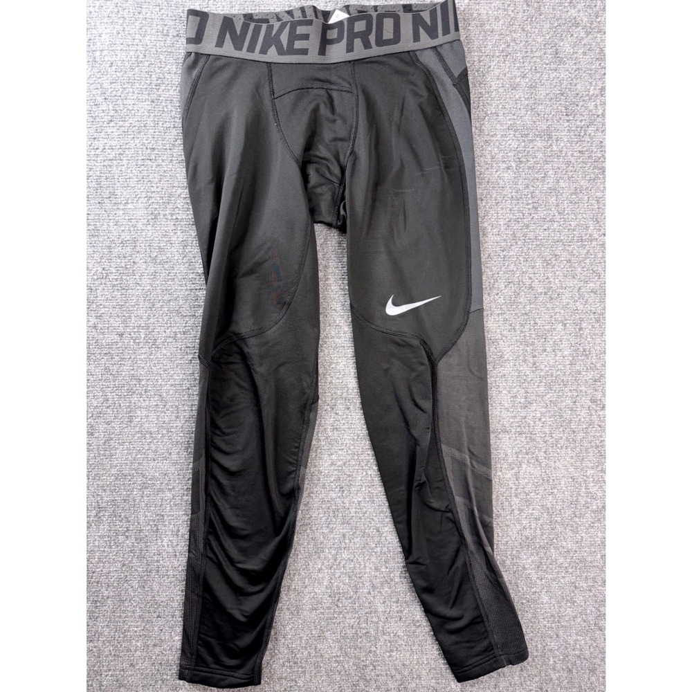Nike Pro Hyperwarm Mens Medium Black Grey Compression Tights Thermal 838016-010